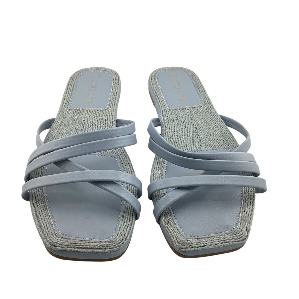 City Chic Womens Delia Slide Blue‎ Size 8-8.5 39 NWB Espadrille Sandals Strappy - Picture 2 of 7